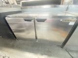 Beverage -Air stainless steel 48 inch two door under counter refrigerator on casters