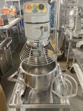 Globe. 25 quart countertop dough, mixer with stainless steel bowl hook, paddle, and safety guard