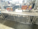 96 inch x 30 inch All stainless steel beverage table with beverage rail, drainage, stainless steel u