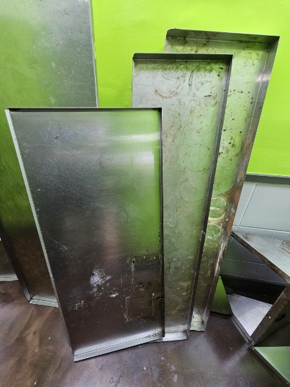 61", 59" & 52" S/S Wall Mount Shelving Units with 2" Splash Walls All Around