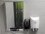 World Dryer Hand Dryer, S/S Frame Mirror and Soap Dispenser