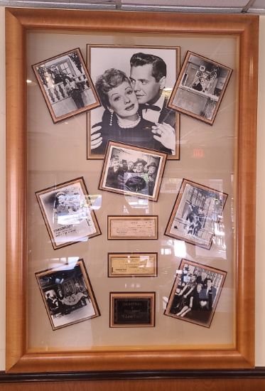 Lucille Ball and Desi Arnaaz - I love Lucy - Framed - Signed Checks and Photos- Shadow Box -48 x 67