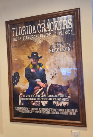 Florida Crackers Signed Movie Poster - The Cattlemen and Cowboys of Florida  - Framed - 30. 5 x 44 i