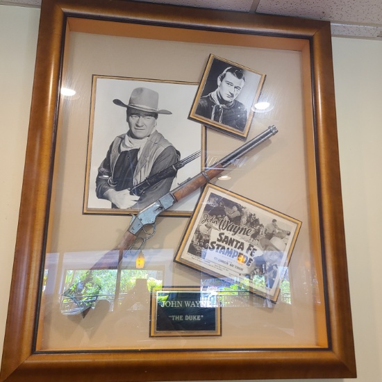 John Wayne "The Duke" - Shadowbox with Collector's 30/30, Photos and Framed - 48 x 67 in