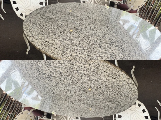 Round Marble Table Top with heavy metal base - 47 In Round