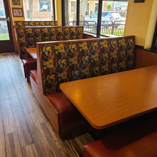 Complete Seating Package - 16 Booths with Tables - Various Sizes - Booths 30 in, 65 in, 56 in and 11