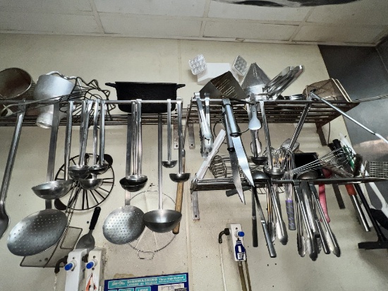 Stainless steel overshelf with utensils -Stainers, Spoons and more - content included - 72 in