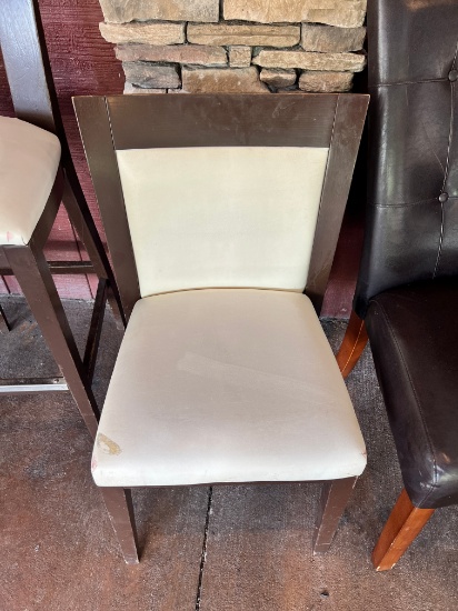 Leather Cushioned Wood Armless Chairs