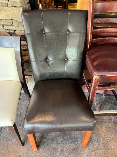 Leather Cushioned High Back Push Pin Armless Chairs