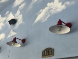 Red Round Exterior lighting with vintage styling