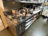 Stainless Steel workstation - 164 in long x 32 in with 2 soup wells and 2 door cooler self contained