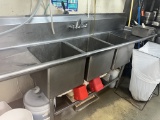 3 Compartment sink with 2 drainboards and 12 in backsplash - 90 in