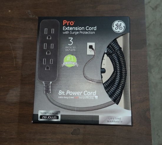 GE Pro extension cord with surge protection - new - 8ft Cord
