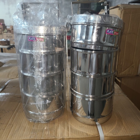 Stainless Steel Tiffin with Plates by Oscar Aveleaneda -11 x 4 cm