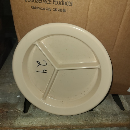 9 in 3 Compartment Deep Dish Plate - Tan