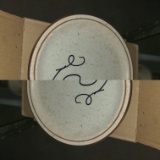 Dinner plate, white speckle with brown rim by Ultima