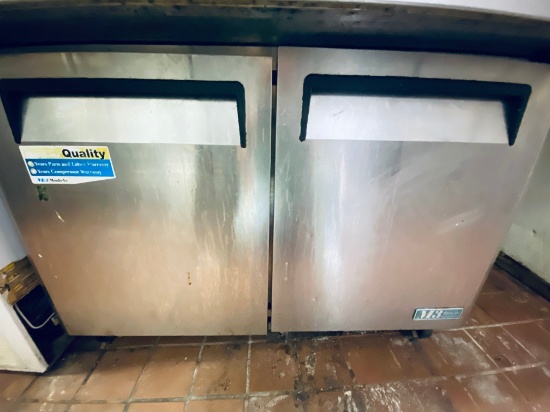 Turbo air 48 inch stainless steel under counter worktable on casters