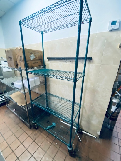Metro racks (1) 48 inch chrome (2) 36 inch (1) 2 inch epoxy coated