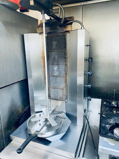 Countertop gas Shawarma, Gyro machine with five radiant Broiler controls