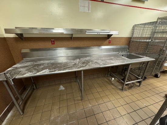 10 foot stainless steel sink with 12 inch backsplash Edlin number 10 can opener and prep sync