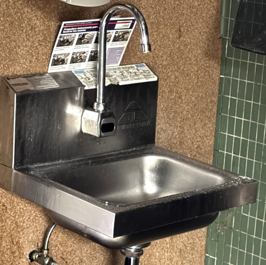 Wall mount hand sink with censored faucet