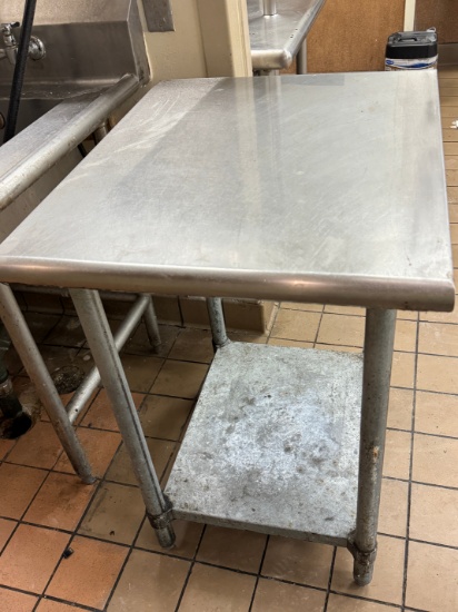 24 x 30 stainless steel worktable with galvanized legs, and under shelf