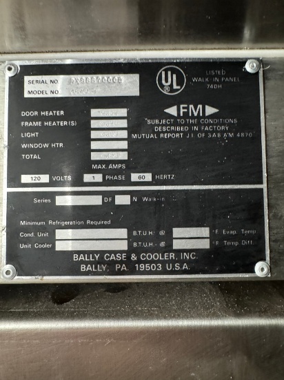 10' x 18' Bally all stainless steel walk in freezer with bone for fan evaporator