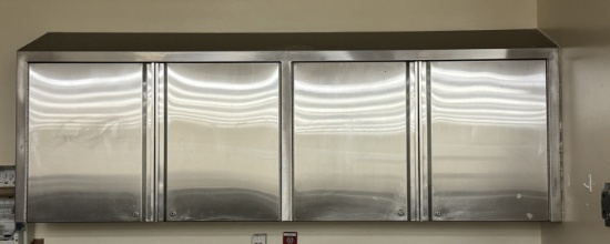 8 foot wall mount stainless steel cabinet with four locking doors no key