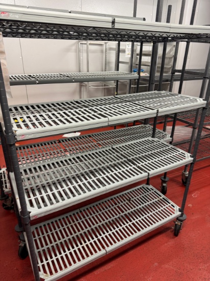 (1) 4’ (2) 5' Rolling storage shelves with shelf covers