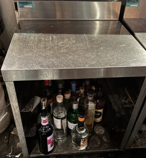 Supreme metal 24" x 20" stainless steel bar table with cabinet