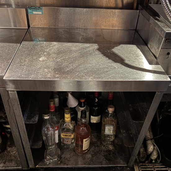 Supreme metal 24" x 20" stainless steel bar table with cabinet