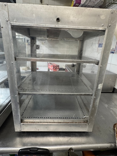 Single door three shelf, countertop food warmer