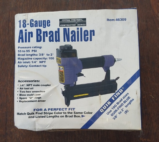 18- Gauge Air Brad Nailer - Central Pneumatic - New in  the Box