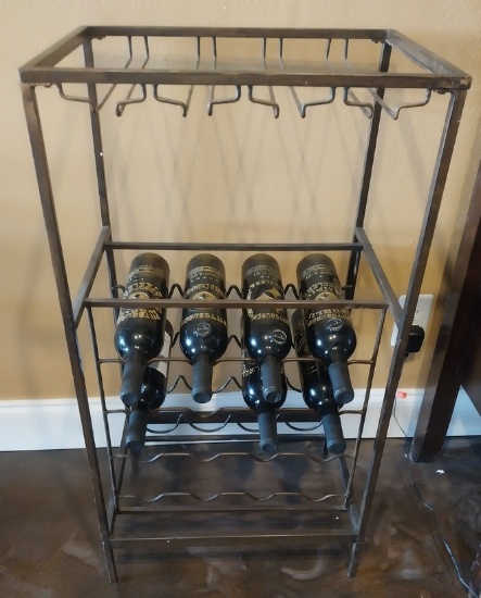 Metal Wine Bottle and glass Rack -16 Bottle Capacity - 18 x 13 x 34 in - no wine