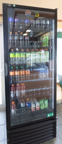 QBD CD26FD Single Glass Door Illuminated Merchandiser Cooler (no contents)