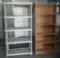 Wood Book shelf and Portable Resin 5 Tier shelf - both 6 ft high