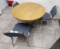 Round Wooden Dinnette Set with chrome base with 3 chairs