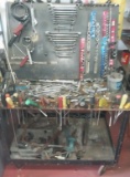 Tools with metal tool cart on casters - wrenches, screwdriver and more