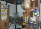 Peg boards and shelf lot - some new products, screws, bolts and more