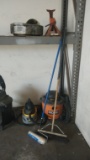 Jack stand,  paint roller, push broom
