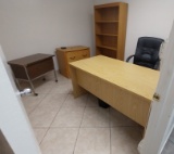 Office suite - desk, condenza, art and chair - has small tear