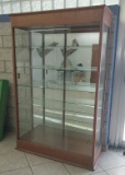 Wooden Display cabinet with glass shelves and mirror -77 x 50 x 20 in