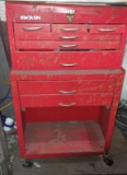 Double Metal Toolbox with contents on casters