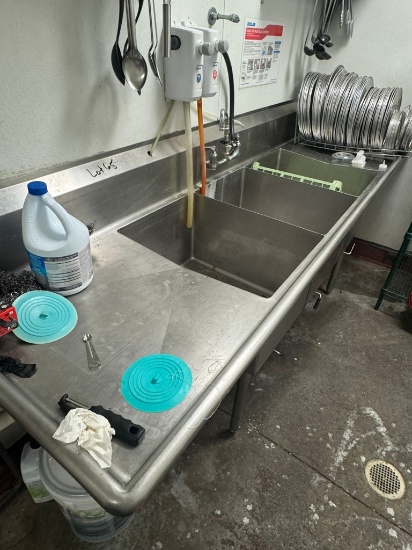 Three Bay sink 102" long bins are 30" x 16“ deep