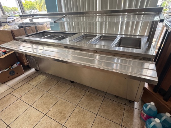 8’ DELFIELD Cafateria Style Steam Table Food Serving Table w/ Drop Down Tray Stand