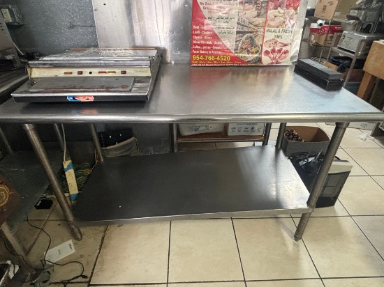 60” by 30” ALL S/S Work Top Table w S/S Under Shelf