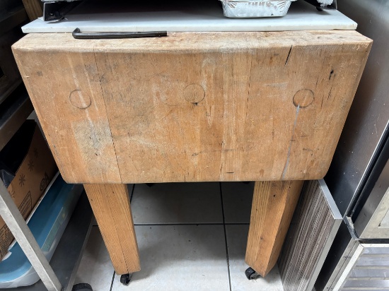 24” by 24” Boos Butcher Block Table on Casters