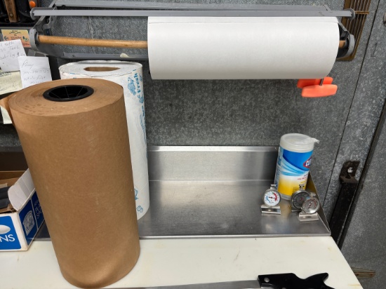 Wall Mount Butcher Paper Wrapping Dispenser w/ (2) Rolls of Butcher Paper