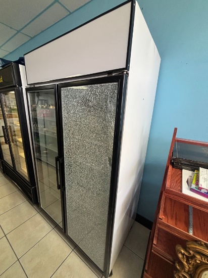 COLDSTREAM 2 Glass Door Merchandising Freezer w/ One Shattered Door Model #RFSC48GH w/ Heated Door