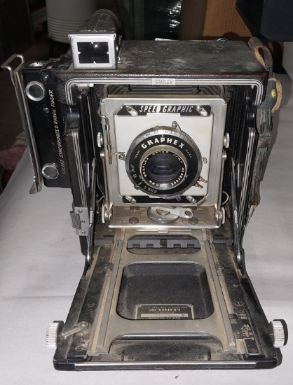 Graflex Speed Graphic Press Camera with Graflex Optar 135mm Lens and Kalart Rangefinder